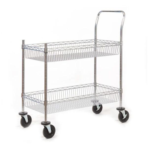 chrome plated wire tray trolley